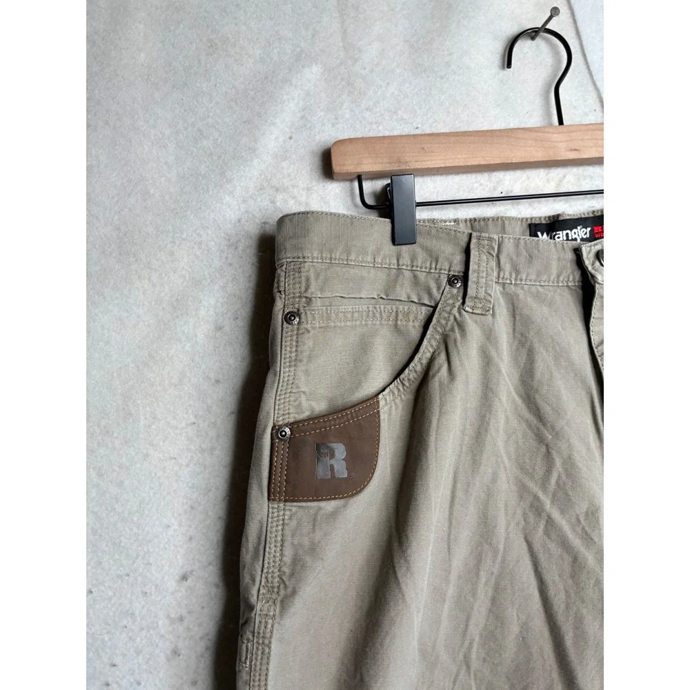 Wrangler Riggs Workwear Mens Khaki Tan Cotton Utility Pants 3W045DK 36x34